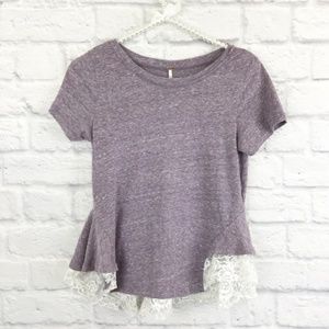 Free people purple shirt with lace